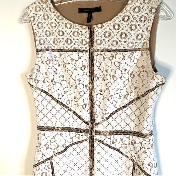 BCBGMaxAzria lace dress with animal print trim - Picture 2 of 14